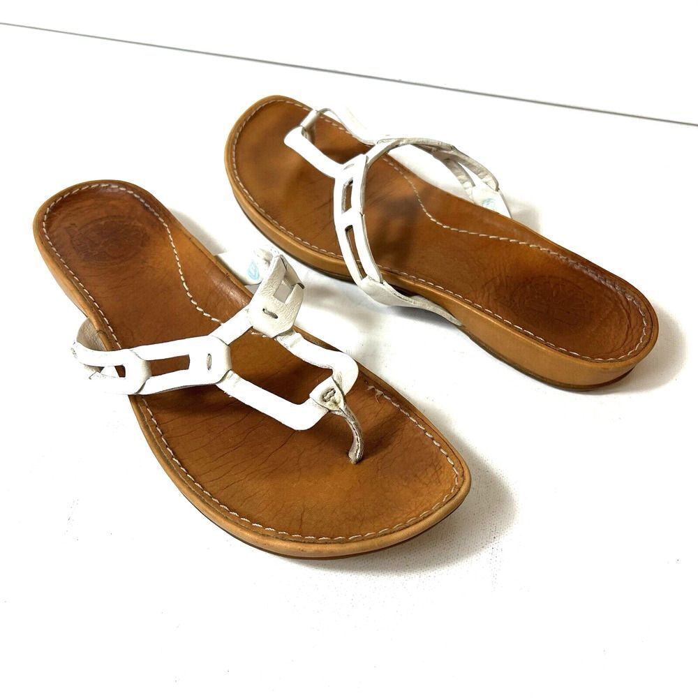 Timberland White Leather Thong Flip Flop Sandal Womens 11B Summer Comfort Casual